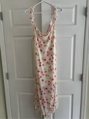Floral Pink & Cream Maxi Dress